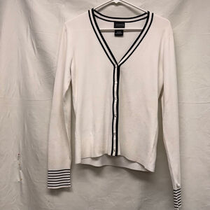 Women's George Stretch White & Black Striped Cardigan XS